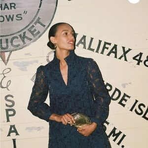 Tnuck Navy Organza Palmerston Dress size medium